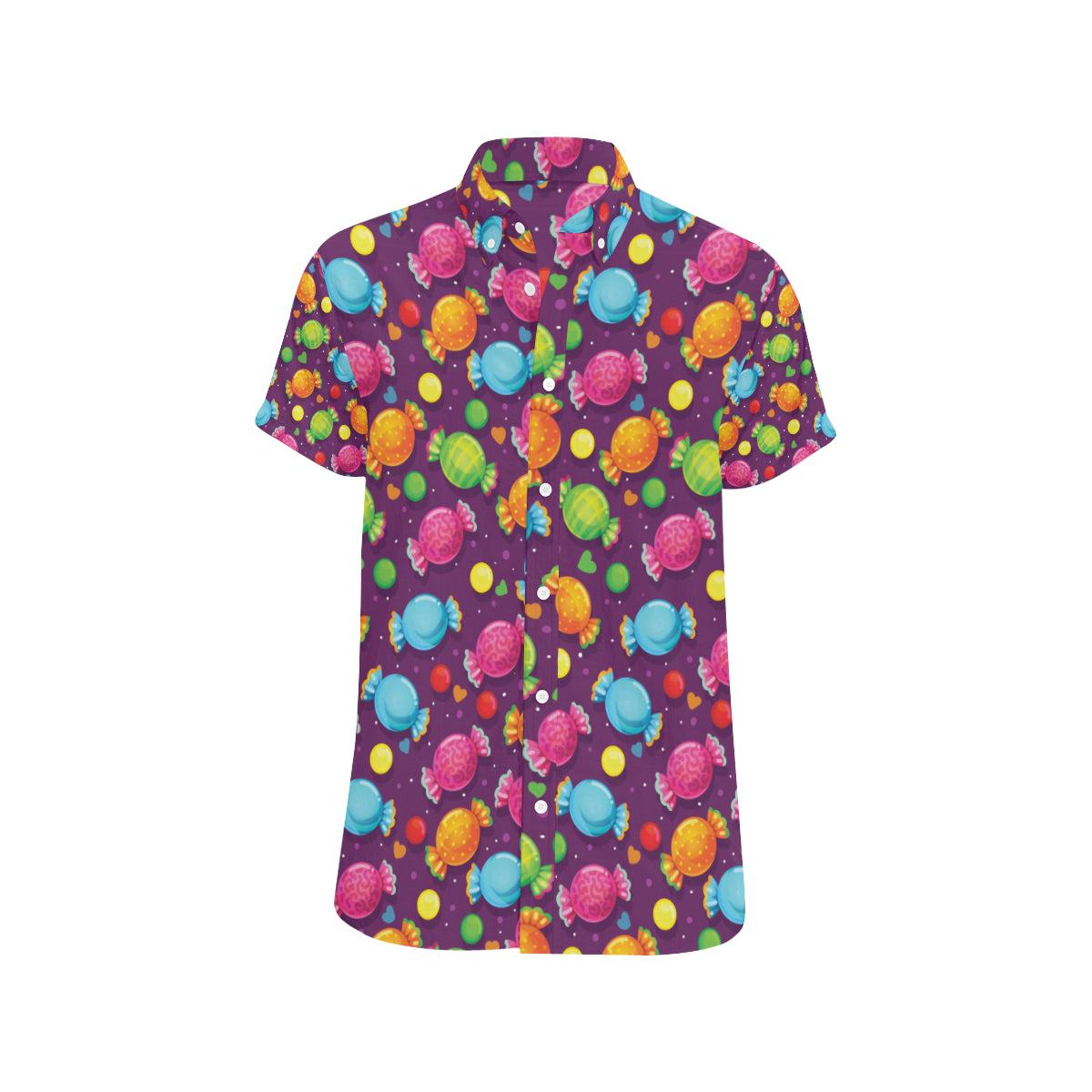 Candy Pattern Print Design CA05 Men's Short Sleeve Button Up Shirt