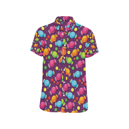 Candy Pattern Print Design CA05 Men's Short Sleeve Button Up Shirt