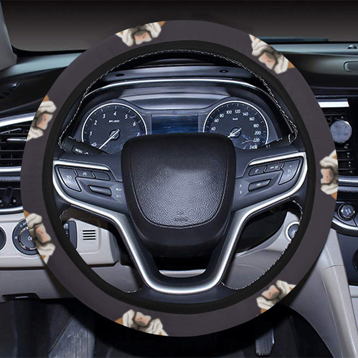 Bulldogs Pattern Print Design 03 Steering Wheel Cover with Elastic Edge