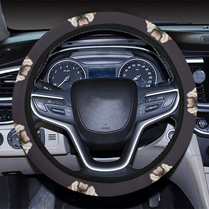 Bulldogs Pattern Print Design 03 Steering Wheel Cover with Elastic Edge