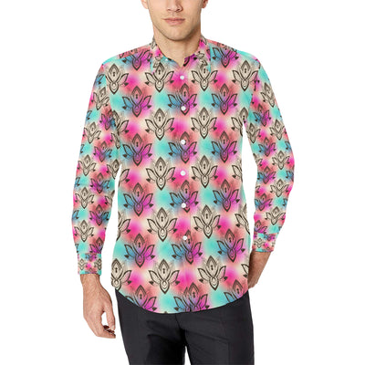 lotus Boho Pattern Print Design LO02 Men's Long Sleeve Shirt