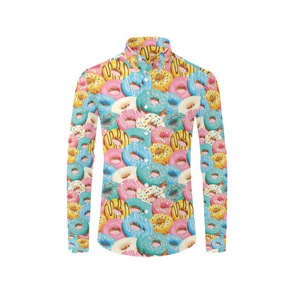 Donut Pattern Print Design DN01 Men's Long Sleeve Shirt