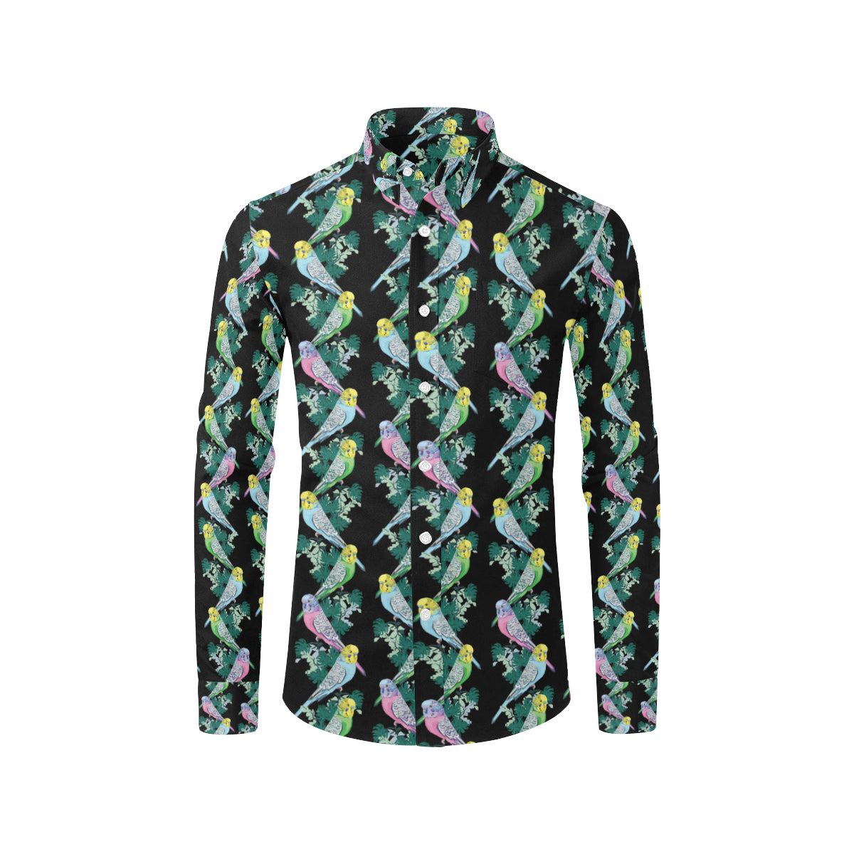 Budgerigar Pattern Print Design 03 Men's Long Sleeve Shirt