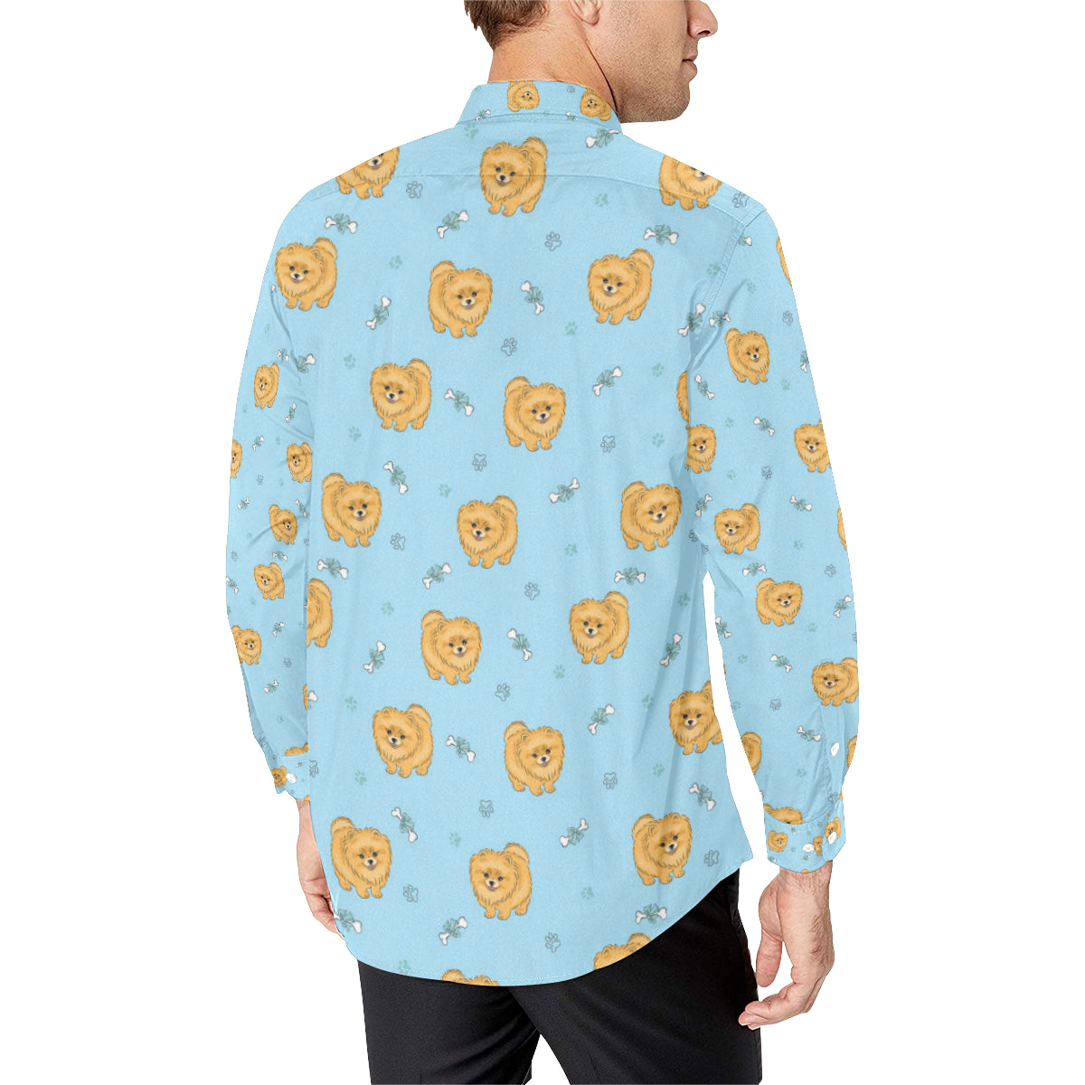 Pomeranians Pattern Print Design A03 Men's Long Sleeve Shirt