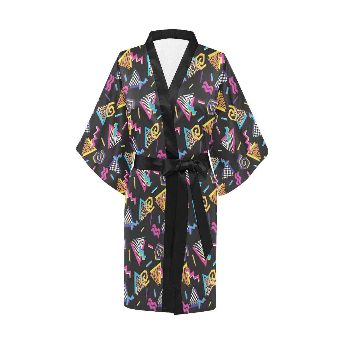 80s Pattern Print Design 3 Women's Short Kimono