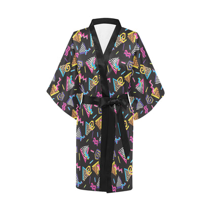 80s Pattern Print Design 3 Women's Short Kimono