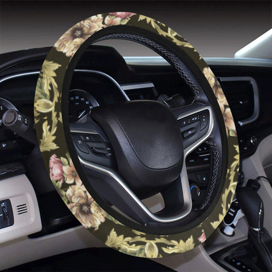 Baroque Pattern Print Design 02 Steering Wheel Cover with Elastic Edge