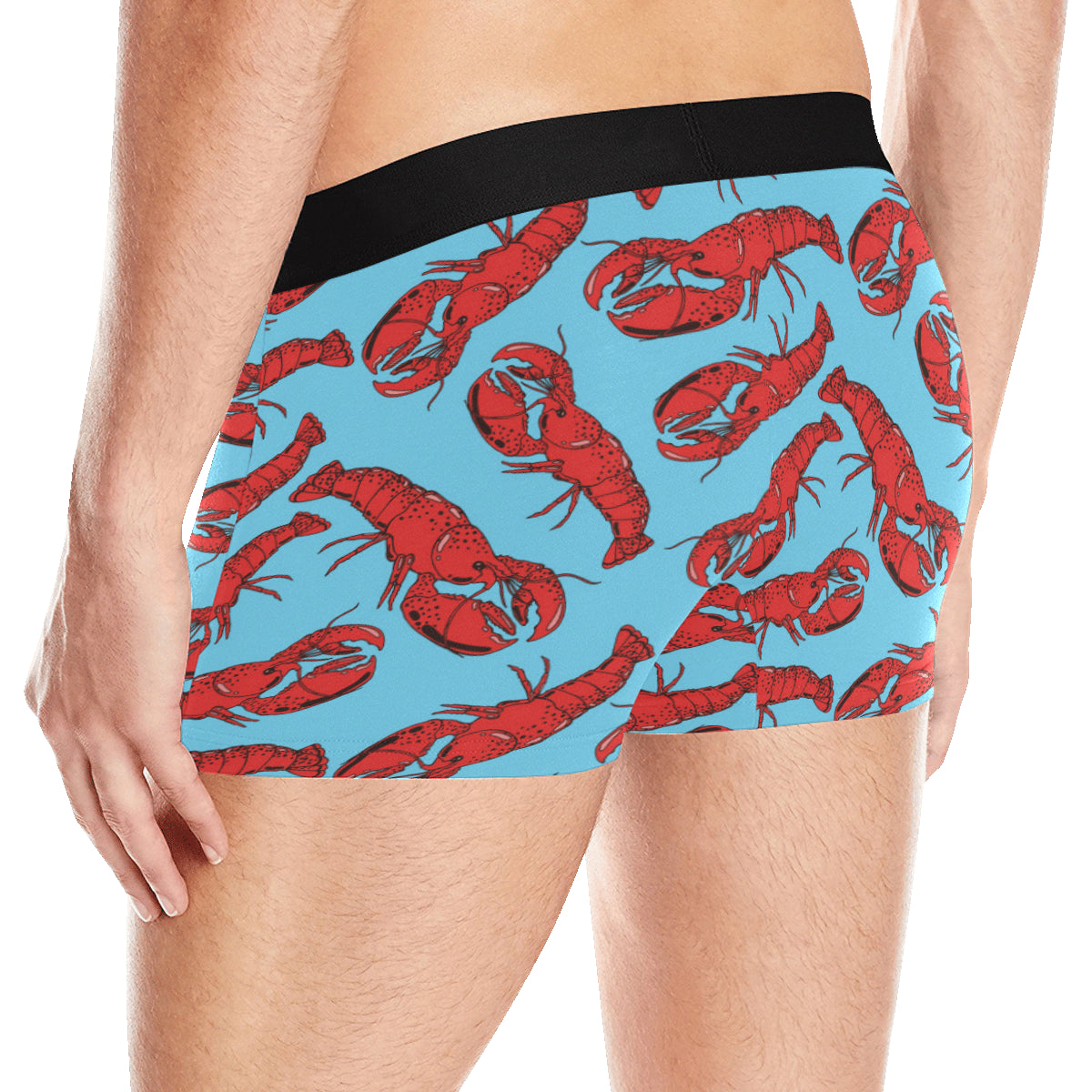 Lobster Red Pattern Print Design 03 Men's Boxer Briefs