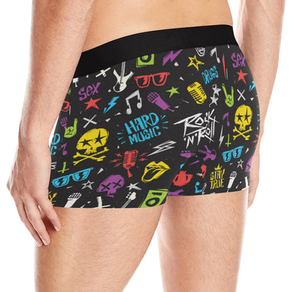 Rock and Roll Pattern Print Design A02 Men's Boxer Briefs