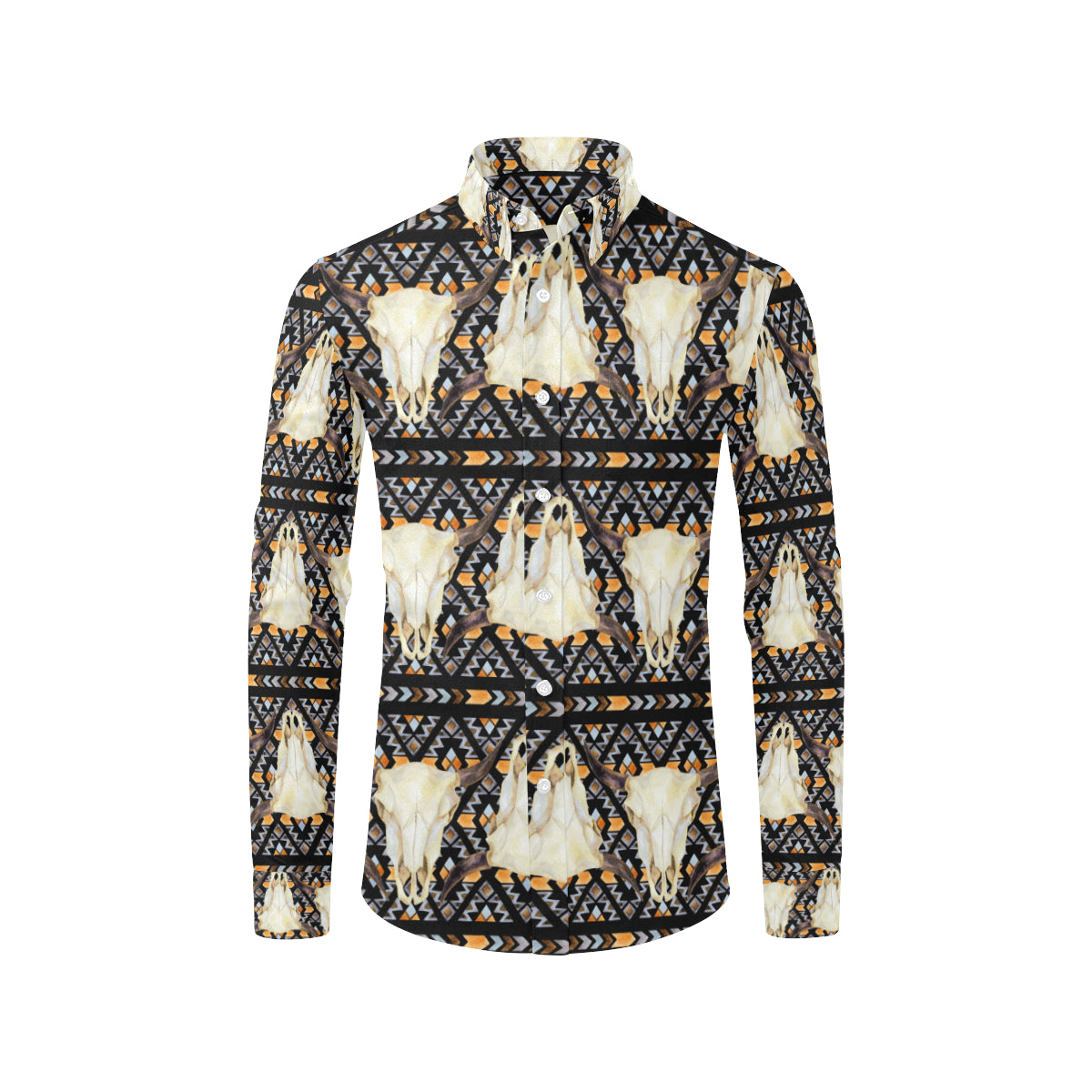 Buffalo Head Pattern Print Design 03 Men's Long Sleeve Shirt