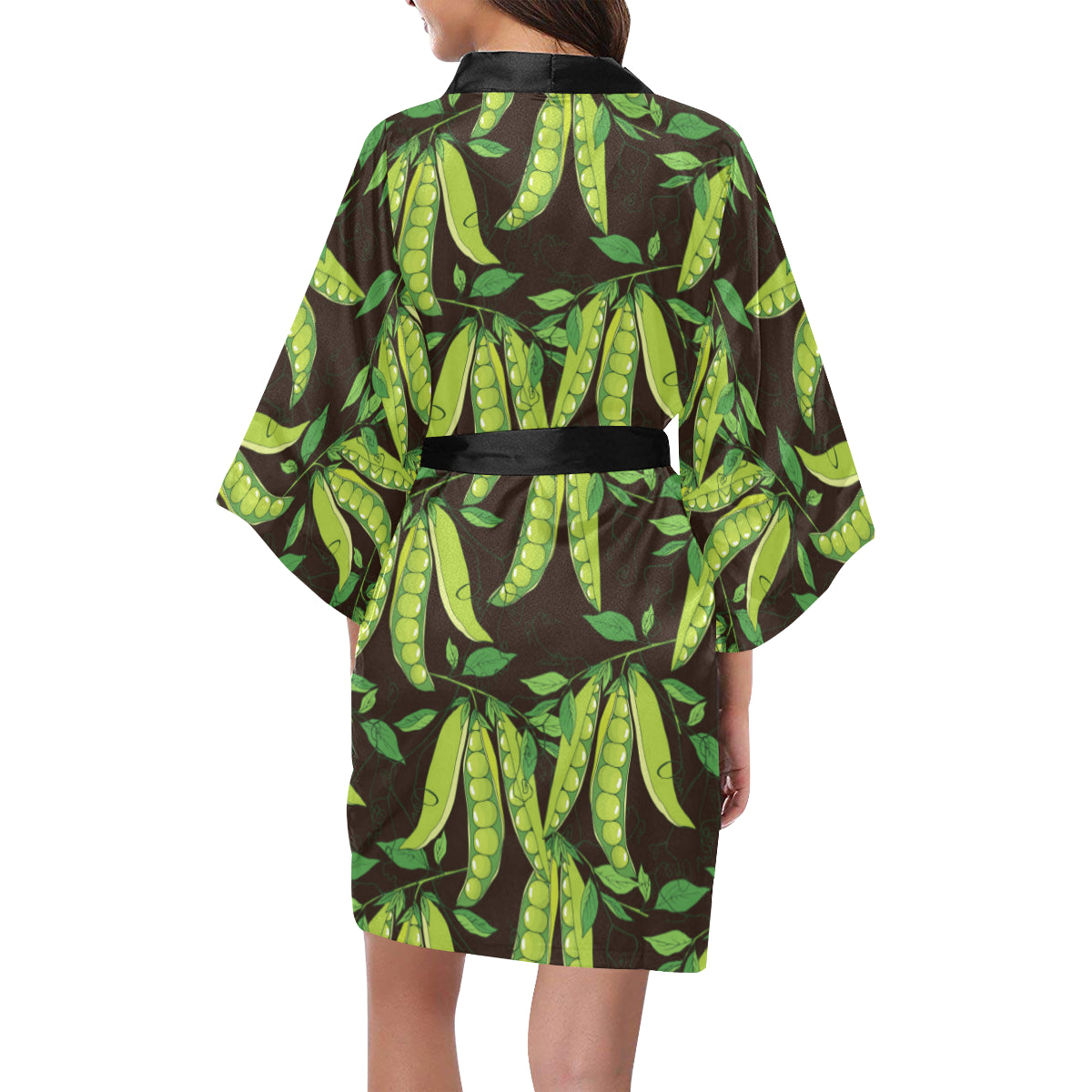 Peas Pattern Print Design A03 Women's Short Kimono