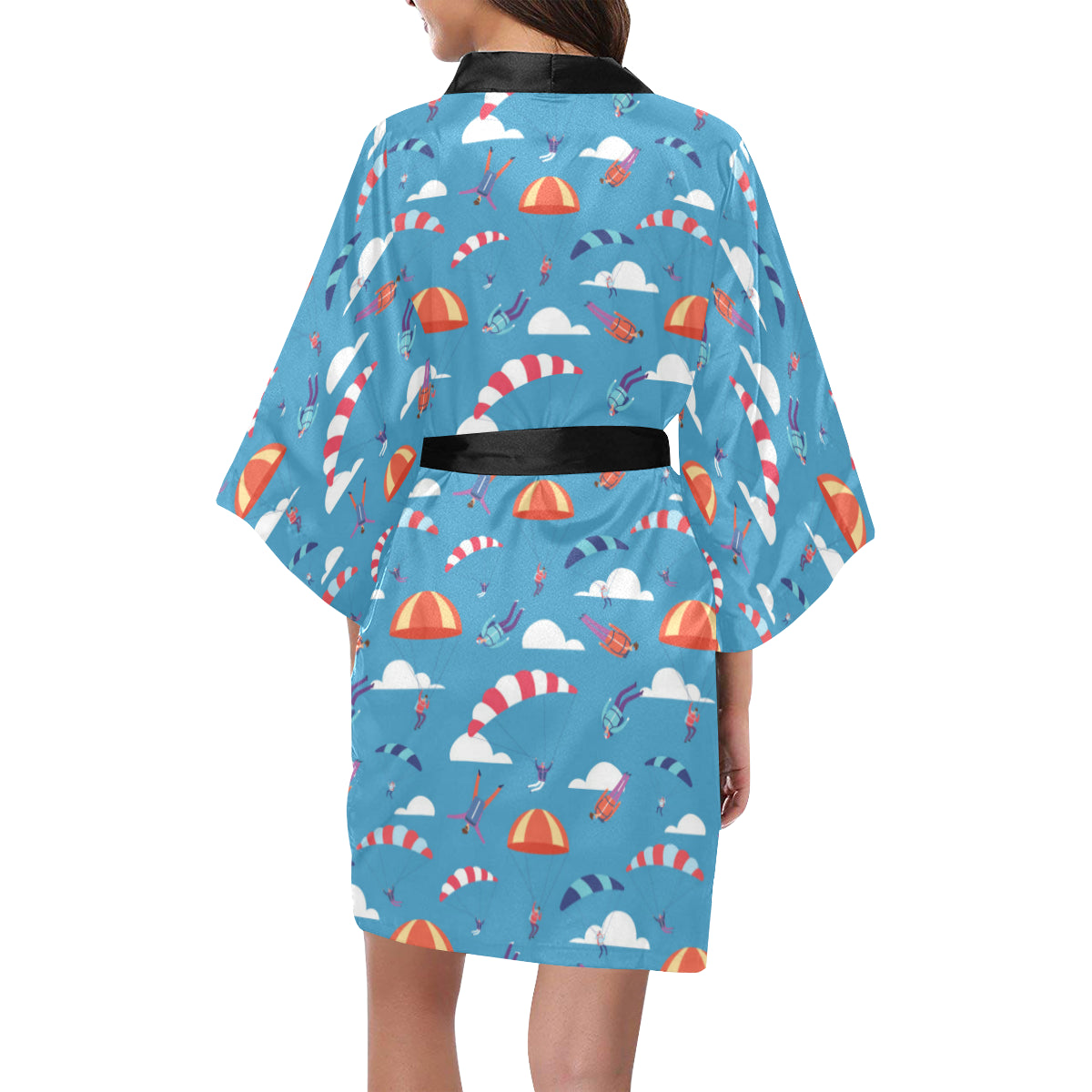 Skydiving Pattern Print Design 03 Women's Short Kimono
