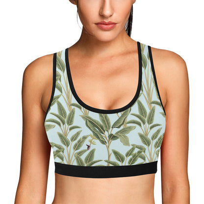 Banana Leaf Pattern Print Design BL03 Sports Bra