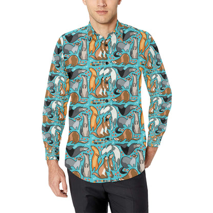Ferret Pattern Print Design 03 Men's Long Sleeve Shirt