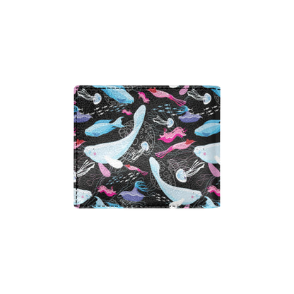 Manatee Pattern Print Design 02 Men's ID Card Wallet