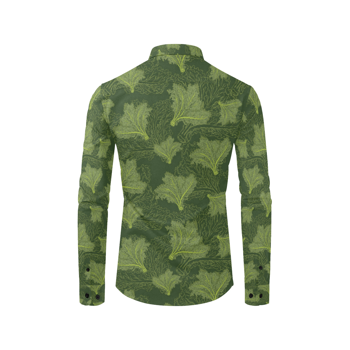 Kale Pattern Print Design 01 Men's Long Sleeve Shirt