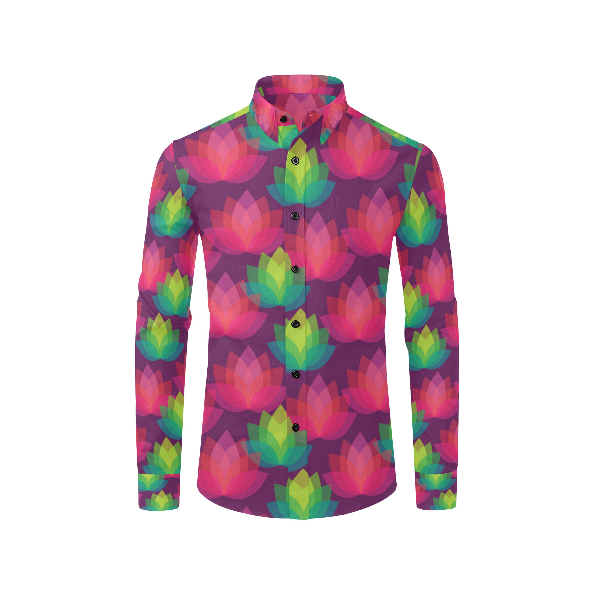 Lotus Pattern Print Design 02 Men's Long Sleeve Shirt