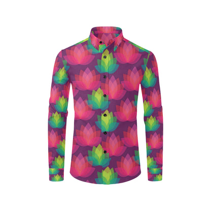 Lotus Pattern Print Design 02 Men's Long Sleeve Shirt