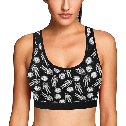 Astronaut Pattern Print Design 03 Sports Bra