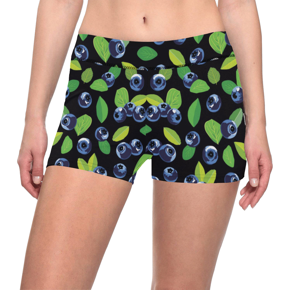 Blueberry Pattern Print Design BB03 Yoga Shorts