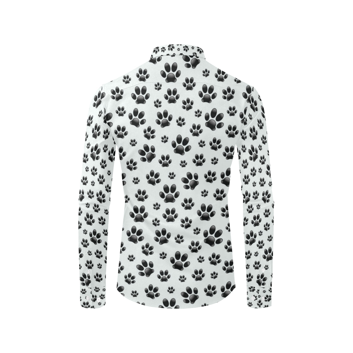 Paw Themed Print Men's Long Sleeve Shirt