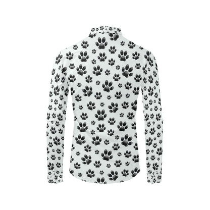 Paw Themed Print Men's Long Sleeve Shirt