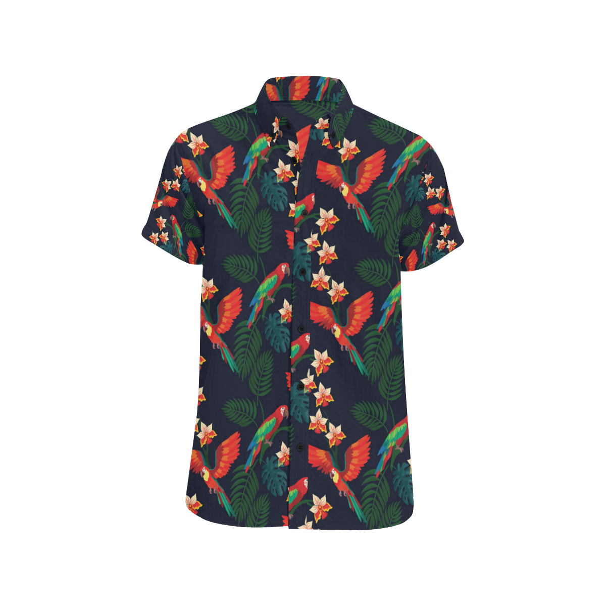 Macaw Pattern Print Design 02 Men's Short Sleeve Button Up Shirt