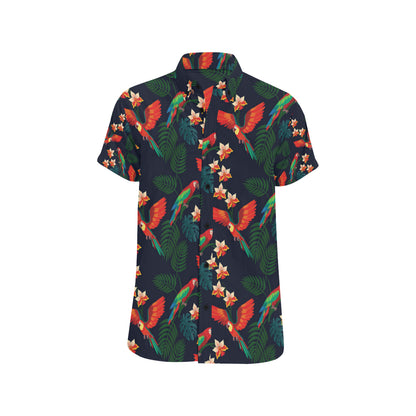 Macaw Pattern Print Design 02 Men's Short Sleeve Button Up Shirt