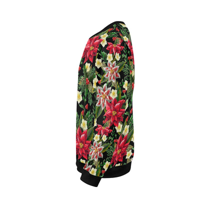 Poinsettia Pattern Print Design POT05 Men Long Sleeve Sweatshirt