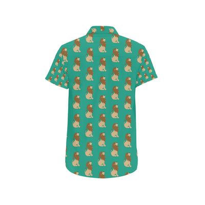 Lion Pattern Print Design 02 Men's Short Sleeve Button Up Shirt