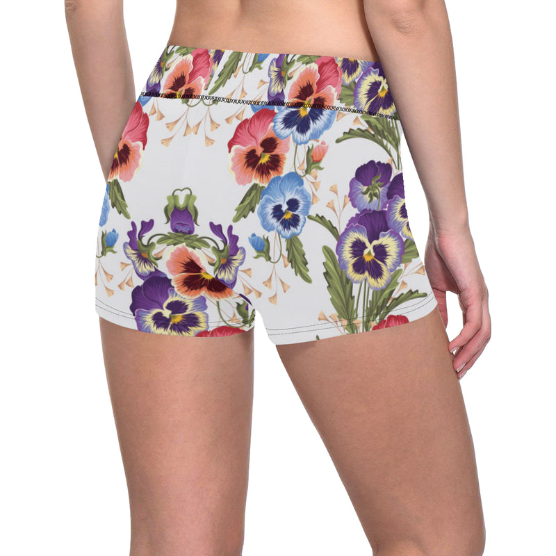 Pansy Pattern Print Design PS06 Yoga Shorts