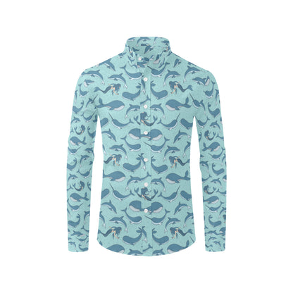 Narwhal Themed Print Men's Long Sleeve Shirt