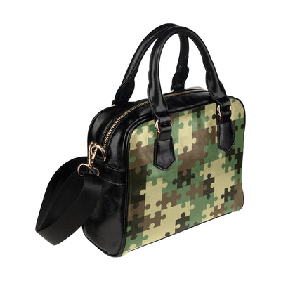 Puzzle Camo Pattern Print Design A03 Shoulder Handbag