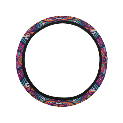 Boho Pattern Print Design 06 Steering Wheel Cover with Elastic Edge