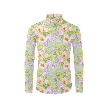 Hydrangea Pattern Print Design HD02 Men's Long Sleeve Shirt