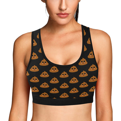 Poop Emoji Pattern Print Design A01 Sports Bra