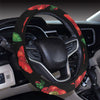 Camellia Pattern Print Design CM07 Steering Wheel Cover with Elastic Edge