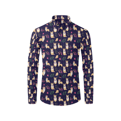 Pembroke Welsh Corgis Pattern Print Design A06 Men's Long Sleeve Shirt