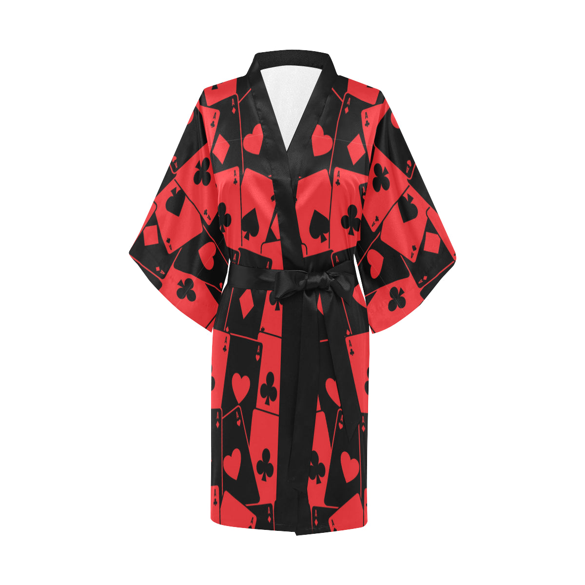 Poker Cards Pattern Print Design A01 Women's Short Kimono
