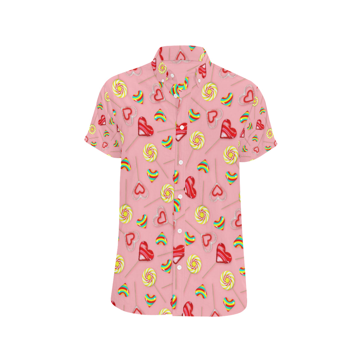 Lollipop Pattern Print Design LL05 Men's Short Sleeve Button Up Shirt