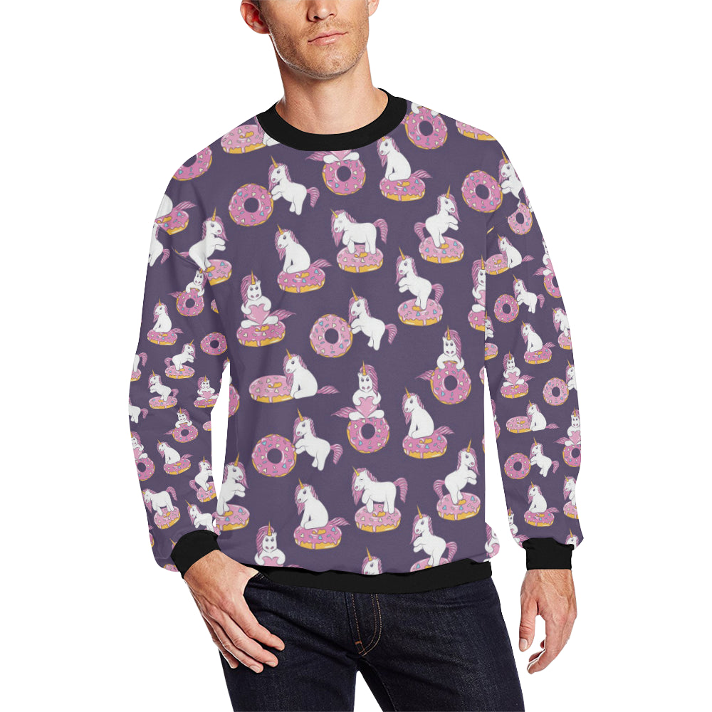 Donut Unicorn Pattern Print Design DN011 Men Long Sleeve Sweatshirt