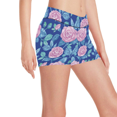 Camellia Pattern Print Design CM05 Yoga Shorts