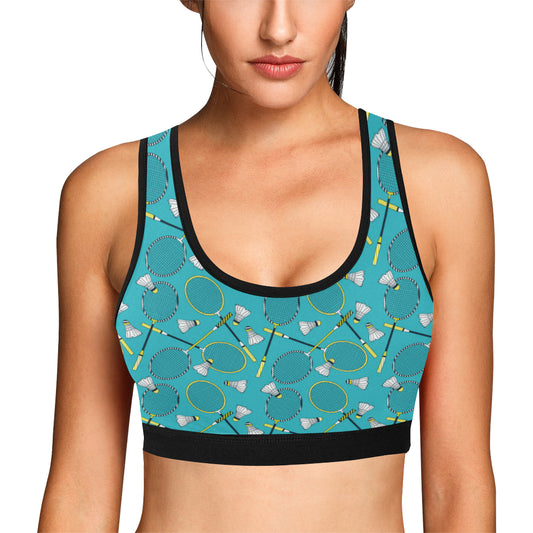 Badminton Pattern Print Design 06 Sports Bra