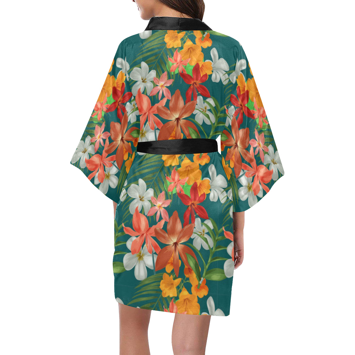 Amaryllis Pattern Print Design AL06 Women's Short Kimono