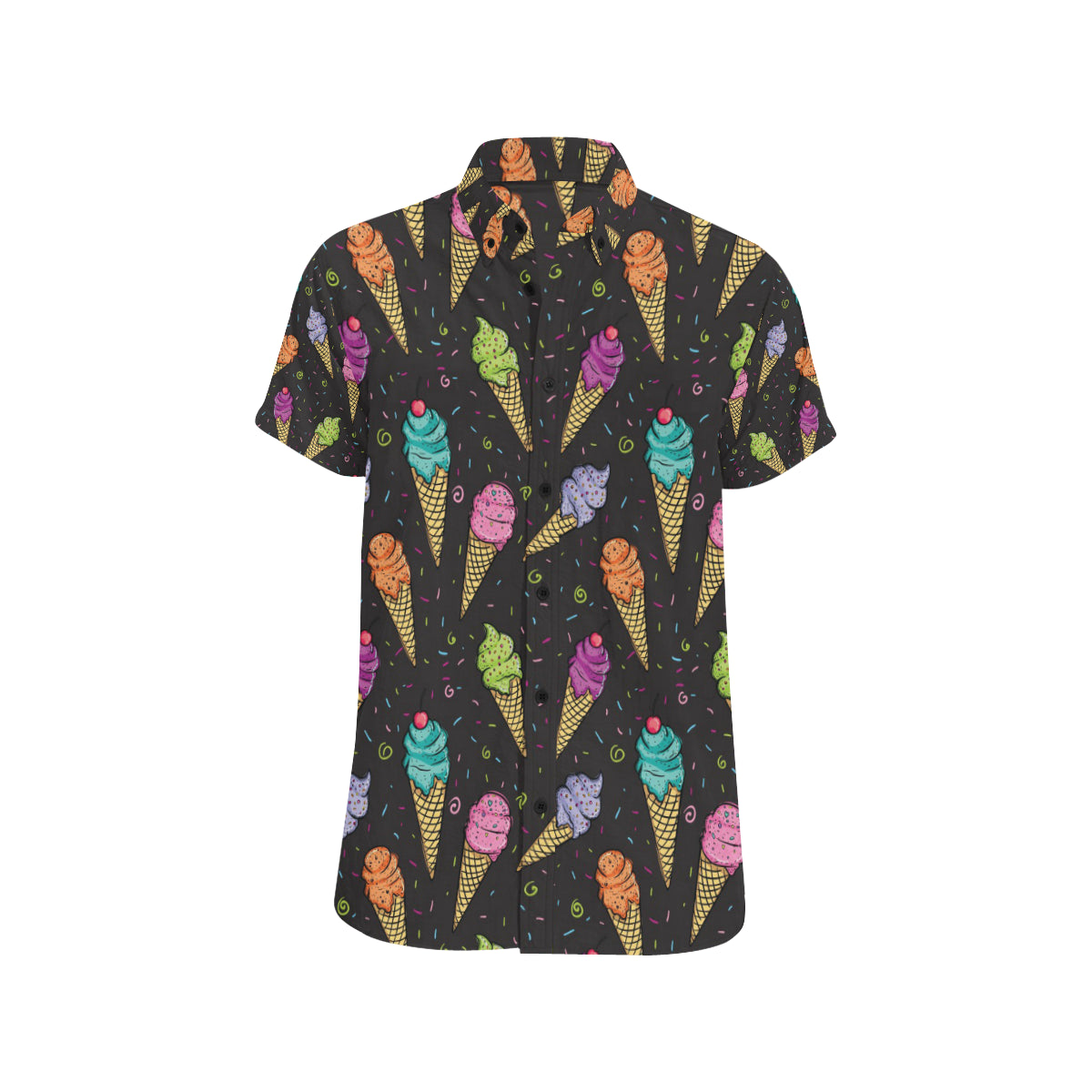 Ice Cream Pattern Print Design IC06 Men's Short Sleeve Button Up Shirt