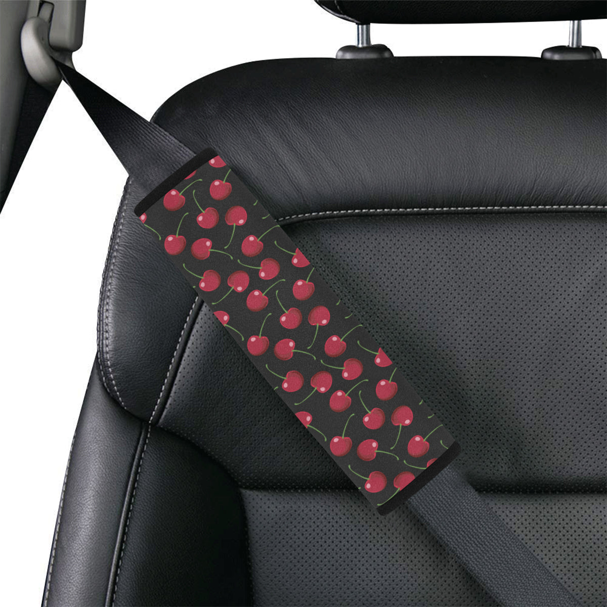 Cherry Black Background Car Seat Belt Cover
