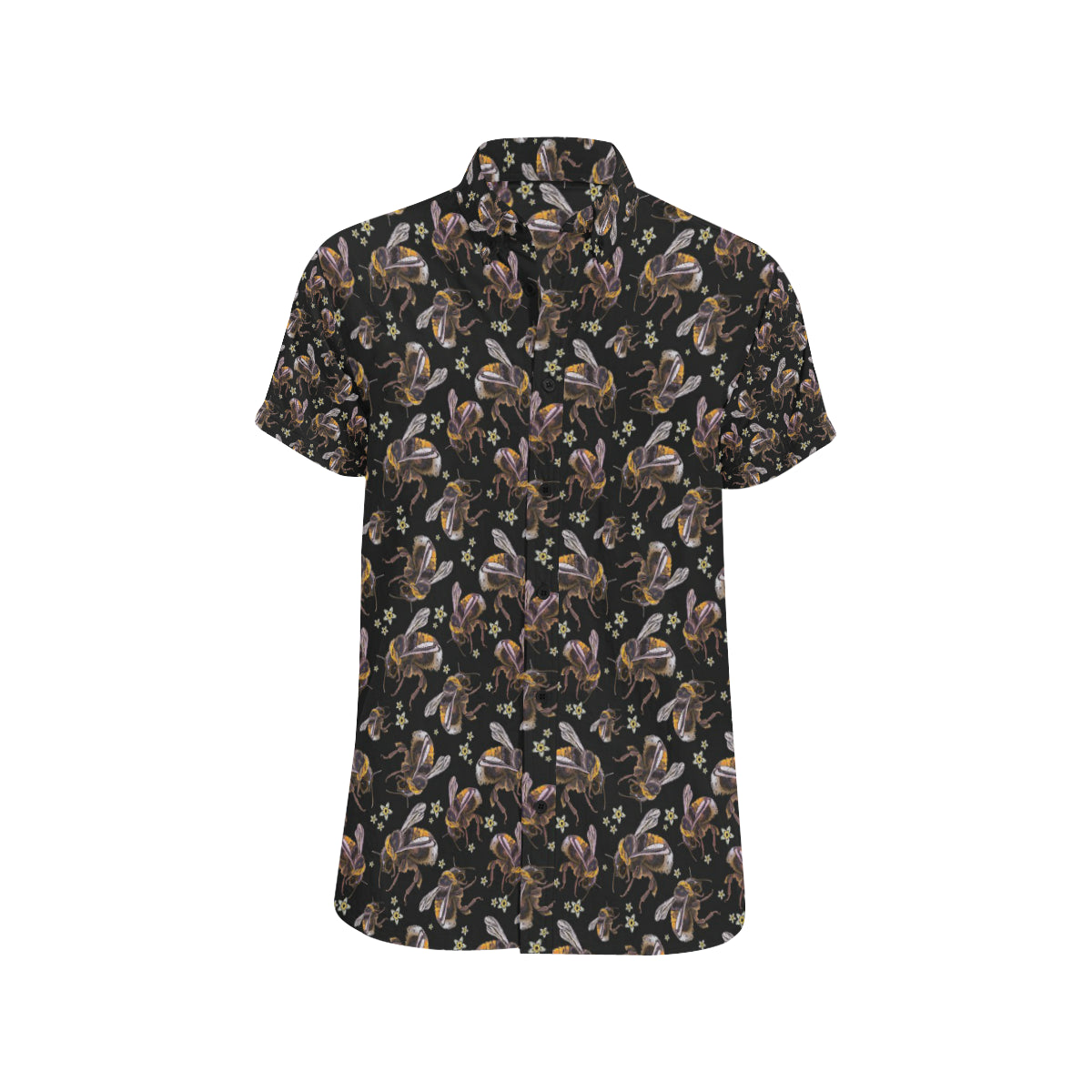 Bee Pattern Print Design 04 Men's Short Sleeve Button Up Shirt