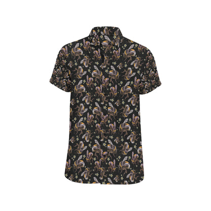 Bee Pattern Print Design 04 Men's Short Sleeve Button Up Shirt
