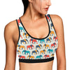 Elephant Colorful Print Pattern Sports Bra