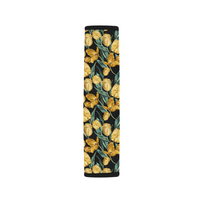 Elegant Yellow Tulip Print Car Seat Belt Cover